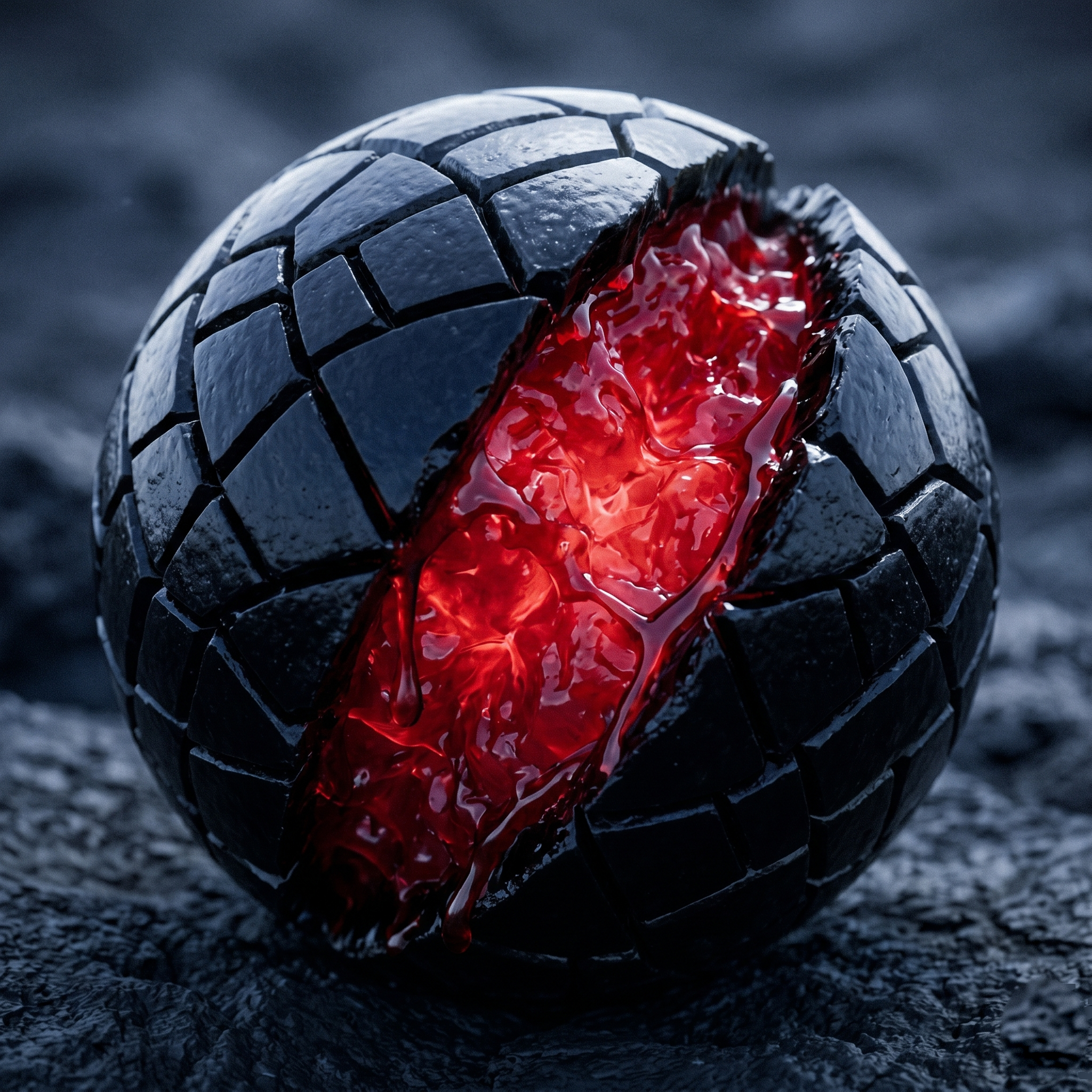 Maloa's Blood fruit — armoured sphere with crimson interior